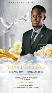 White Celebration of Life Instagram Story Video template