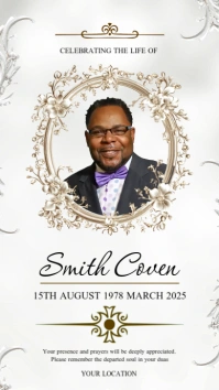 White Celebration Of Life Poster Instagram Story template