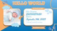 White Ceria Baby Announcement Card Pos Twitter template