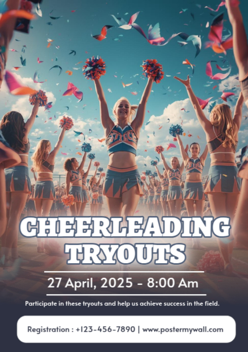 Copy of White Ceria Cheerleading Tryouts A4 | PosterMyWall