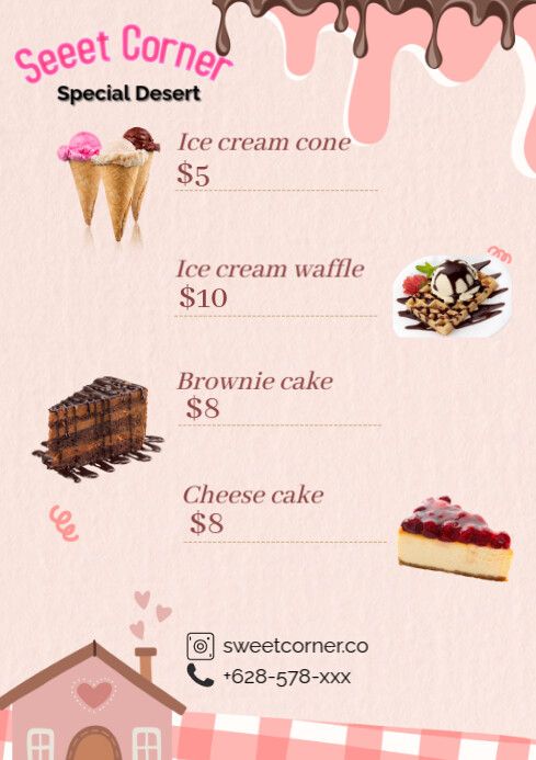 White Ceria Price List Amd Menu For Cafe And Eatery Templete A4 template