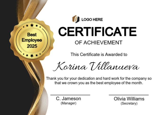 White Certificate A4 template