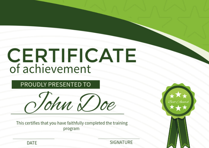 White Certificate Of Achievement  A3 template