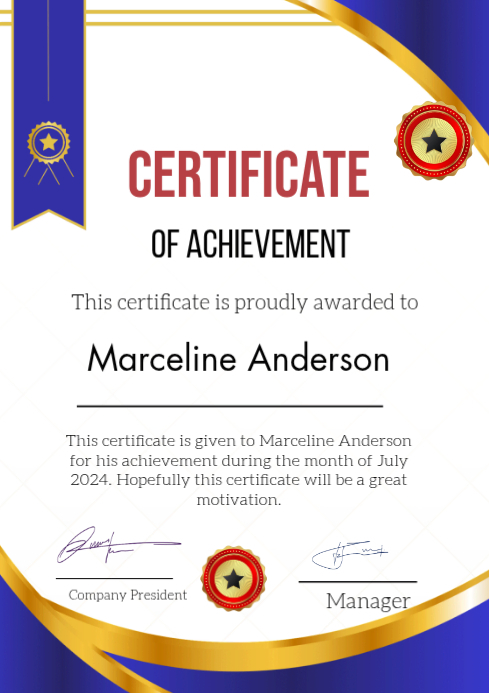 Certificate Of Achievement A4 Template | PosterMyWall