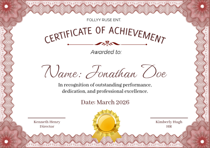 White Certificate of Achievement A4 Template | PosterMyWall