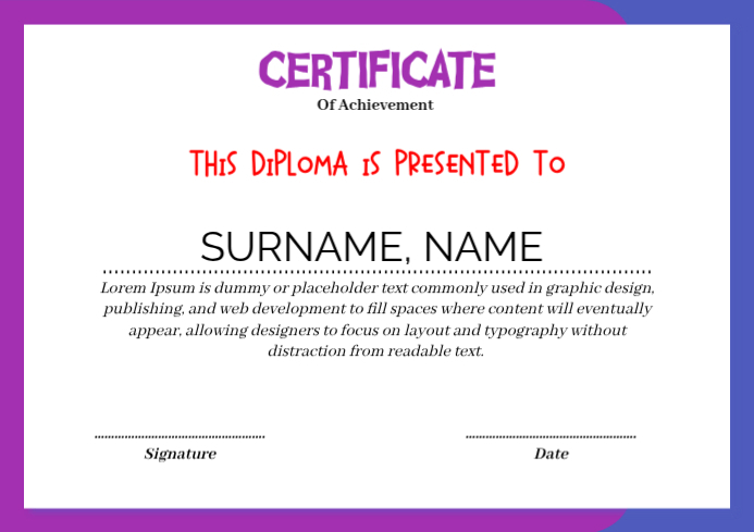 White Certificate of Achievement A4 Template | PosterMyWall