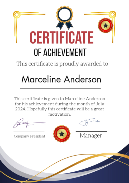 White Certificate of Achievement A4 Template | PosterMyWall