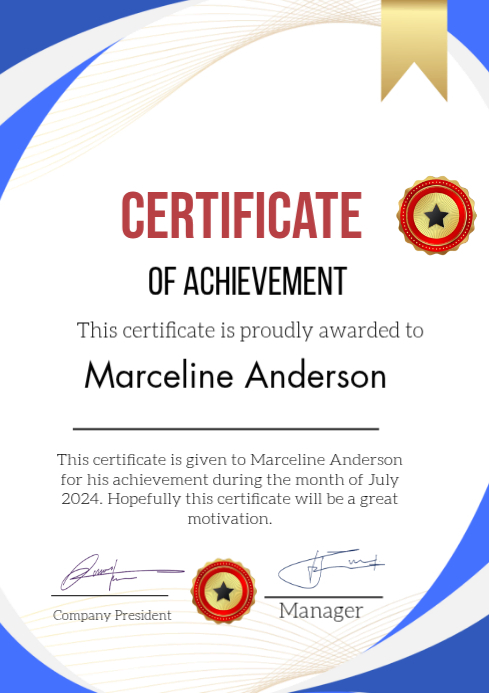 White Certificate of Achievement A4 Template | PosterMyWall