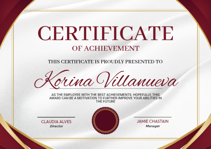 White Certificate of Achievement A4 Template | PosterMyWall
