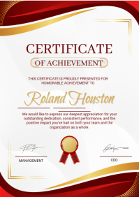 White Certificate of Achievement A5 template