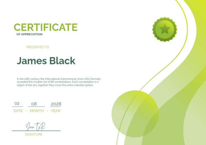 White Certificate Of Achievement A4 template