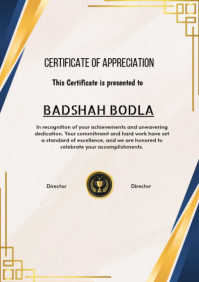 White Certificate of Appreciation A2 template