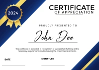 White  Certificate Of Appreciation  A3 template