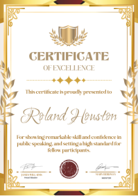 White Certificate of Excellence A5 template