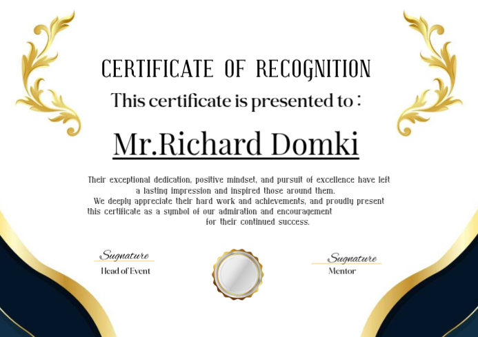 White Certificate of Recognition A4 Template | PosterMyWall
