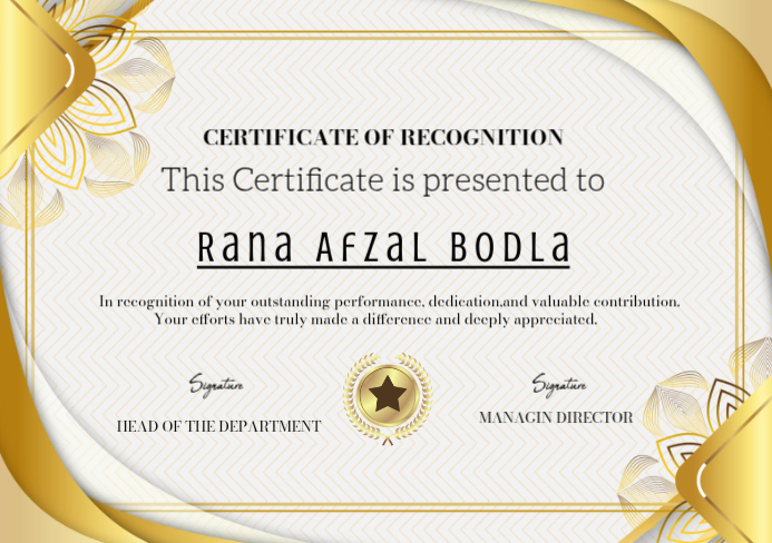 White Certificate Of Recognitions A5 template