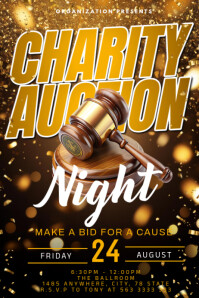 White Charity Auction Night Poster Плакат template