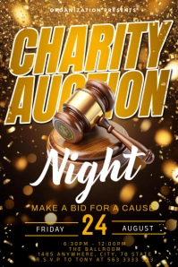 White Charity Auction Night Poster template