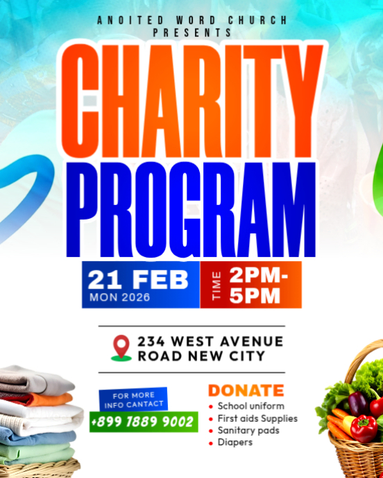 White Charity Program church service fundraising food donation drive ...