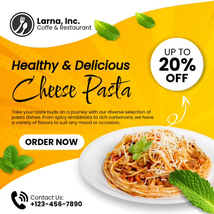 Copy of White Cheese Pasta Promotion Instagram Post | PosterMyWall