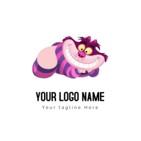 White  Cheshire Cat Logo Logotipo template