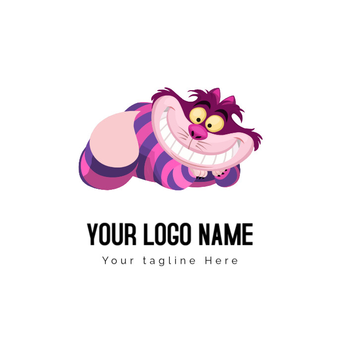 White Cheshire Cat Logo Logotipo template