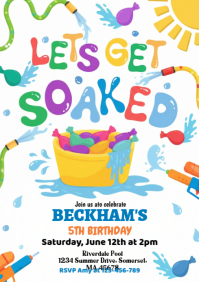 White Children's Birthday Party A4 template