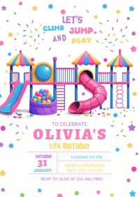 White Children's Birthday Party A4 template