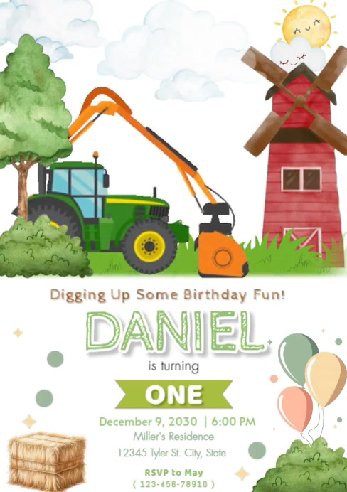 White Children's Birthday Party A4 Video Template | PosterMyWall