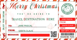 White Christmas Travel Boarding Pass Facebook Group Cover Photo Template