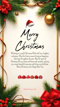 White Christmas Card Digital Display (9:16) template