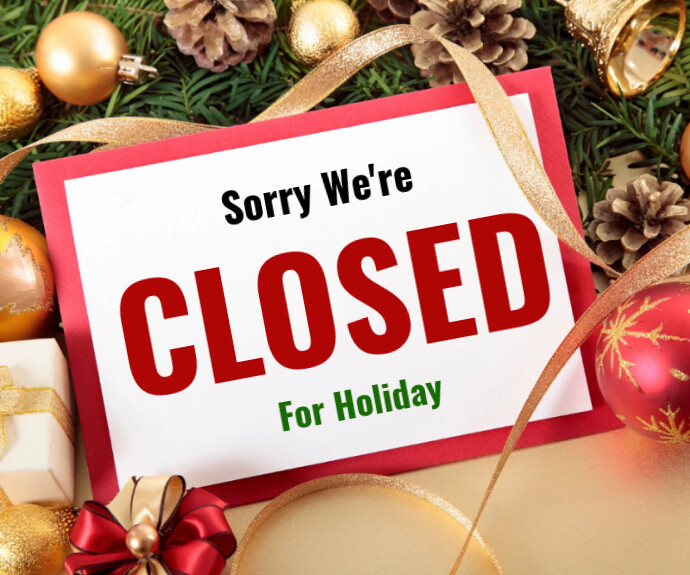 White Christmas Closed Medium Rectangle Template | PosterMyWall