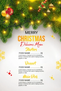 White Christmas Dinner Menu Pinterest Graphic template