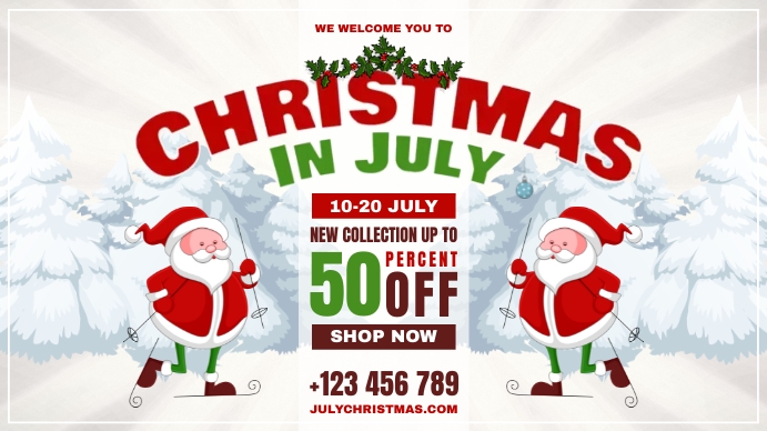 White Christmas in July Digital Signage Template | PosterMyWall