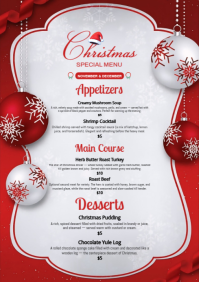 White  Christmas Menu Template A4