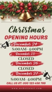 White Christmas Opening Hours Instagram Story template