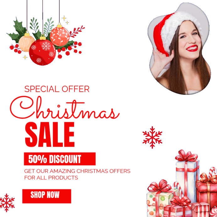 White Christmas Sale 2025 Templates Instagram Post | PosterMyWall
