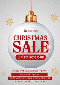 White Christmas Sale Flyer  A3 template