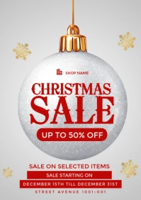 White Christmas Sale Flyer  A3 template