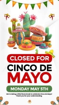 White Cinco De Mayo Closure Sign Instagram Story template
