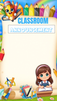 White Classroom Announcement Instagram Story template