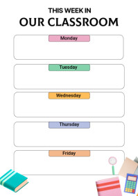 White Classroom Weekly Schedule A2 Template