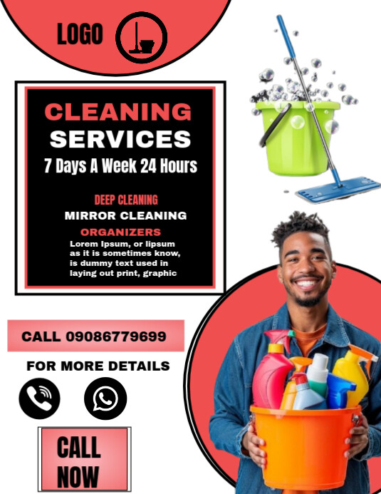 White  Cleaning Services  Flyer (us Letter) template