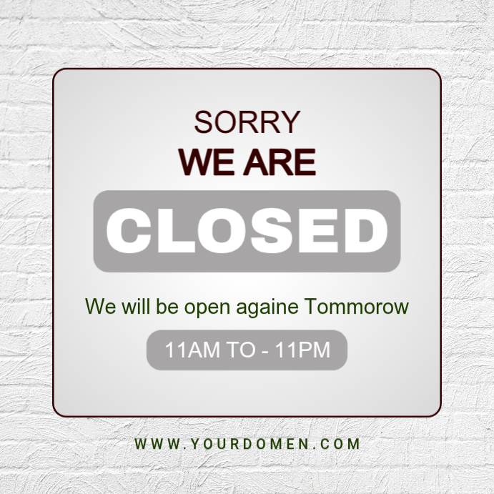 White Closed Announcement Instagram Post Template | PosterMyWall