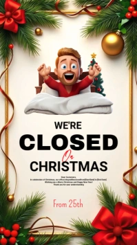 White Closed For Christmas Digital Display (9:16) template