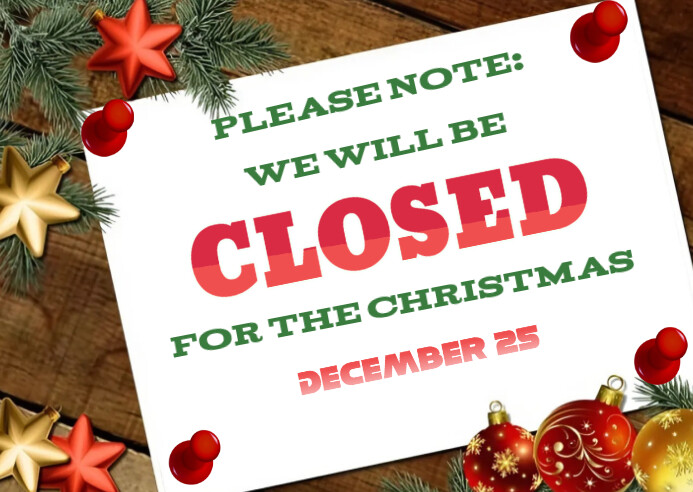 Sign Post Close White Closed Signpost For Christmas Postcard Template | PosterMyWall