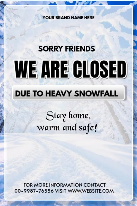 Copy of White Closure Announcement Poster Video | PosterMyWall