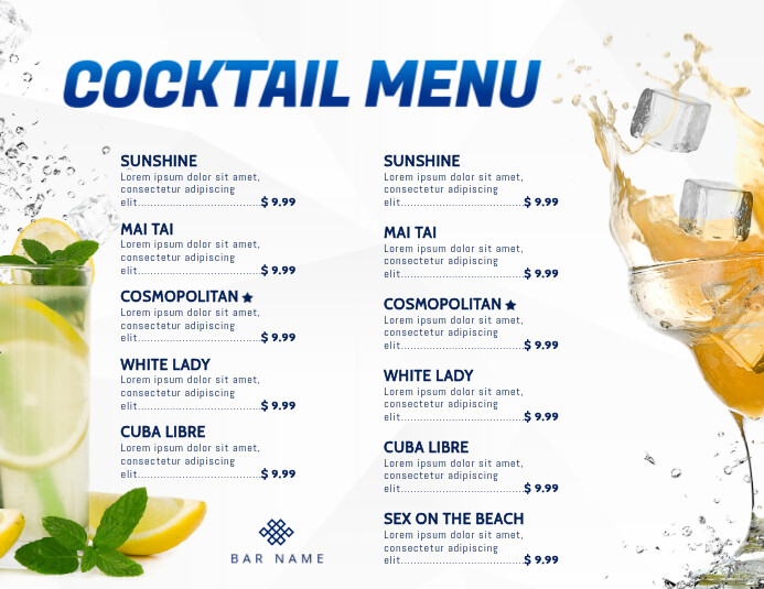 Cocktail Menu Templates Customize For Free PosterMyWall
