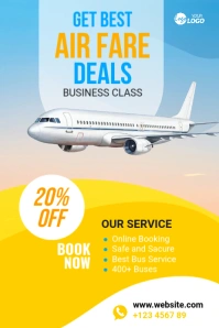 White Collage Air Ticket Booking Offer Pinterest Graphic template