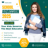 White Collage Back To School Instagram Post admission open  poster template